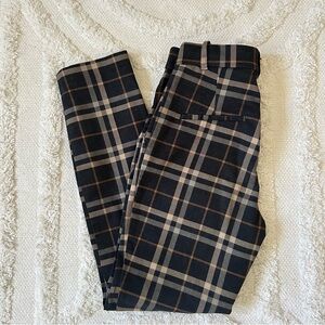 h&m slim leg plaid work pants